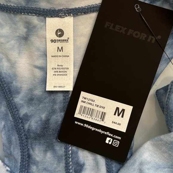 90 Degrees blue tie-dye racerback tank w/ back slit M - Picture 8 of 11